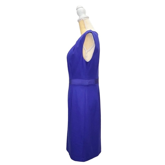 Trina TurkCobalt Blue Sheath Dress Size 8 Jersey Fabric Sleeveless Knee Length - Picture 5 of 9